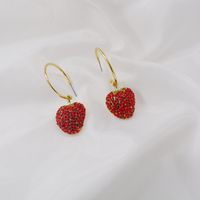 Cute Strawberry Diamond Earrings Nihaojewelry Wholesale Rhinestones Korean Sweet Earring Simple Fruit Earrings Women main image 3