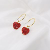 Cute Strawberry Diamond Earrings Nihaojewelry Wholesale Rhinestones Korean Sweet Earring Simple Fruit Earrings Women main image 4