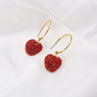 Cute Strawberry Diamond Earrings Nihaojewelry Wholesale Rhinestones Korean Sweet Earring Simple Fruit Earrings Women main image 5