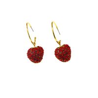 Cute Strawberry Diamond Earrings Nihaojewelry Wholesale Rhinestones Korean Sweet Earring Simple Fruit Earrings Women main image 6