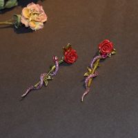 Fashion  New  Red Rose Snake Long Earrings Female Retro Earrings  Nihaojewelry Wholesale main image 4