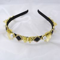 Fashion  New  Rhinestone Metal Three-dimensional Butterfly Pearl Hairband  Nihaojewelry Wholesale main image 5