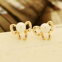 Korean Fashion  Popular Cute Environmental Protection Color Electroplated Pearl Cat Eye Multi-element Earrings Nihaojewelry Wholesale main image 4
