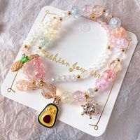 New Cartoon Avocado Pineapple Holiday Style Double-laye Colorful Crystal Bracelet  Nihaojewelry Wholesale main image 4