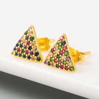 Fashion New  Simple Geometric Triangle Earrings Female Hip Hop Style Copper Micro-set Color Zircon Earrings Nihaojewelry Wholesale main image 3