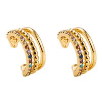 Wholesale Jewelry Fashion C Shape Copper Artificial Gemstones Inlaid Zircon Earrings main image 6