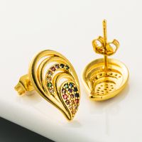 Fashion  New Hollow Hollow Earrings Brass Micro Color Inlaid Zircon Earrings  Plated True Gold Earrings Nihaojewelry Wholesale main image 5