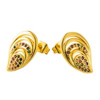 Fashion  New Hollow Hollow Earrings Brass Micro Color Inlaid Zircon Earrings  Plated True Gold Earrings Nihaojewelry Wholesale main image 6