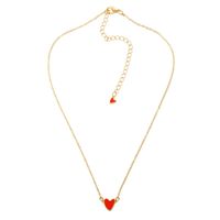 Hot Sale Red Love Necklace Drop Oil Double Peach Heart Necklace Clavicle Chain Heart Necklace Wholesale sku image 1