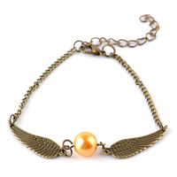 New Fahsion Personality Round Bead Wings Pendant Bracelet Golden  Creative Gift Wild Bracelet Nihaojewelry Wholesale sku image 1