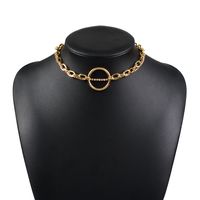 Popular Jewelry Simple Creative Double Alloy Circle Pendant Clavicle Chain   Nihaojewelry Wholesale sku image 1