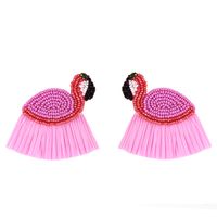 Fashion  Bohemian Earrings Wind Flamingo Earrings Hand-woven Rice Bead Earrings  Nihaojewelry Wholesale sku image 1