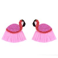 Boucles D'oreilles De Mode Bohème Vent Boucles D'oreilles Flamant Rose Tissé À La Main Perles De Riz Boucles D'oreilles Nihaojewelry Gros sku image 1