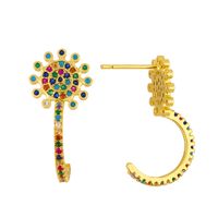 New Fashion  Rainbow Earrings  Simple Five-pointed Star Copper  Earrings Nihaojewelry Wholesale sku image 1