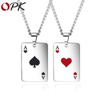 Titanium Steel Men's Necklace  Hip-hop Hipster Spades A Men And Women Necklace Personalized Playing Card Pendant sku image 3
