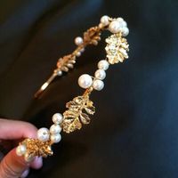 New Baroque Retro Pearl Hand Woven Leaf Hair Band  Nihaojewelry Wholesale sku image 1