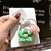 Korean Girl Heart  Flower Hair Rope Candy Color Lace Ball Little Girl Student Tie Hair Head Rope Hair Scrunchies sku image 2