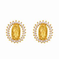 New Popular  Virgin Mary Earrings Fishtail  Copper Earrings Nihaojewelry Wholesale sku image 1