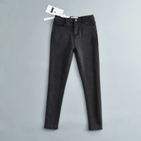 Sweet Commute Ankle-length Zipper Washed Button Jeans Skinny Pants main image 4