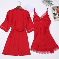 Sexy Nightgown With Chest Pad Strap Nightdress Fashion Women's Sexy Pajamas Simulation Silk Home Service Wholesale sku image 8