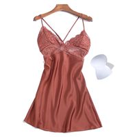 Ladies Silk Sexy Suspenders Nightdress Chest Pad Hollow Lace Fashion Soft Home Clothing For Women Wholesale main image 3