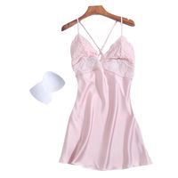 Ladies Silk Sexy Suspenders Nightdress Chest Pad Hollow Lace Fashion Soft Home Clothing For Women Wholesale main image 4