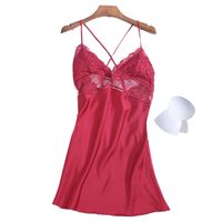 Ladies Silk Sexy Suspenders Nightdress Chest Pad Hollow Lace Fashion Soft Home Clothing For Women Wholesale main image 6