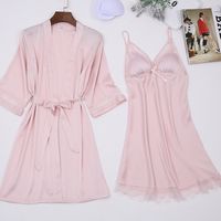 Sexy Nightgown With Chest Pad Strap Nightdress Fashion Women's Sexy Pajamas Simulation Silk Home Service Wholesale main image 4