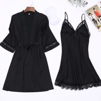 Sexy Nightgown With Chest Pad Strap Nightdress Fashion Women's Sexy Pajamas Simulation Silk Home Service Wholesale main image 3