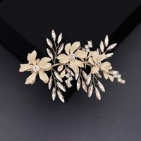 Fashion Retro  Matte Texture Flower Hair Band Horse Eye Glass Rhinestone Handmade Headband Bridal Jewelry Wedding Hair Clip Wholesale main image 4