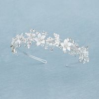 Korean Simple  Pearl Handmade Hair Band Alloy Flower Crown Bride Wedding  Headdress Nihaojewelry Wholesale main image 1
