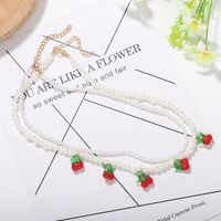New Fashion  Fresh  Wild  Pearl Cherry  Hot New Trendy Cute Temperament Necklace Wholesale main image 4