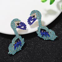 Fashion Exaggerated New  Cute Animals Parrot Bird  Colorful Diamond Earrings  Wholesale main image 3
