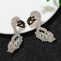 Fashion Exaggerated New  Cute Animals Parrot Bird  Colorful Diamond Earrings  Wholesale main image 4