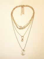 Fashion New  Personality Exaggerated Chain Necklace Multi-layer Letter Necklace  Wholesale main image 4
