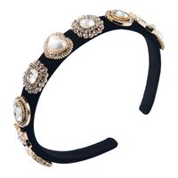 Korean Fashion New  High-grade Velvet Multi-layer Rhinestones Inlaid Pearl Headband Retro Pressure Hair Band Nihaojewelry Wholesale main image 6