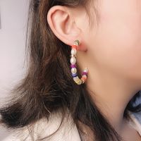 Fashion New  Bohemian Ethnic Wind Resin Earrings Fashion Holiday Style Geometric Large C-shaped Earrings Nihaojewelry Wholesale main image 1