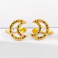 Hot-sale Fashion  New  Stars Moon Earless Ear Clip Female Zircon Ear Bone Clip  Copper Earrings Nihaojewelry Wholesale main image 3