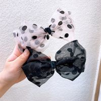 Koreanische Frühlings-und Sommer-haarnadel Organza Schwarze Schleife Tupfen Haar Seil Netz Rotes Haar Haar Seil Mädchen Haar Ring Feder Clip main image 4