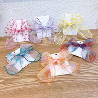 Korean  Children's Stripes Contrast Color Big Bow Hairpin Female Baby Shiny Love Bow Tie Hairpin  Side Clip main image 3