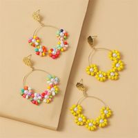 Korean Flowers Handmade Beads Earrings Female  Geometric Woven Acrylic Earrings Jewelry Nihaojewelry Wholesale main image 1
