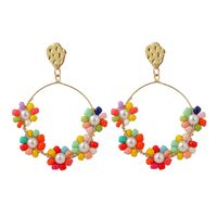 Korean Flowers Handmade Beads Earrings Female  Geometric Woven Acrylic Earrings Jewelry Nihaojewelry Wholesale main image 6