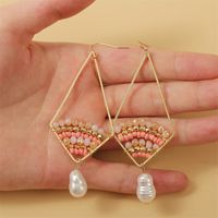 Bohemian Diamond Pearl Pearl Beads Earrings  Creative Hand-woven Geometric Earrings Jewelry Nihaojewelry Wholesale main image 3
