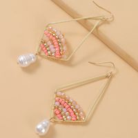 Bohemian Diamond Pearl Pearl Beads Earrings  Creative Hand-woven Geometric Earrings Jewelry Nihaojewelry Wholesale main image 4