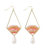 Bohemian Diamond Pearl Pearl Beads Earrings  Creative Hand-woven Geometric Earrings Jewelry Nihaojewelry Wholesale main image 6