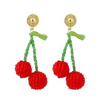 Fashion Cute  Creative Handmade Red Glass Rice Beads Cherry Earrings  Korean Personality Cute Fruit Earrings Jewelry Nihaojewelry Wholesale main image 6