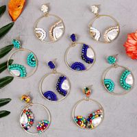 Bohemian Geometric Round Pearl Rice Bead Earrings  Creative Personality Handmade Resin Earrings Nihaojewelry Wholesale main image 1