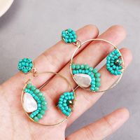 Bohemian Geometric Round Pearl Rice Bead Earrings  Creative Personality Handmade Resin Earrings Nihaojewelry Wholesale main image 3