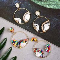 Bohemian Geometric Round Pearl Rice Bead Earrings  Creative Personality Handmade Resin Earrings Nihaojewelry Wholesale main image 4