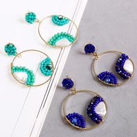 Bohemian Geometric Round Pearl Rice Bead Earrings  Creative Personality Handmade Resin Earrings Nihaojewelry Wholesale main image 5